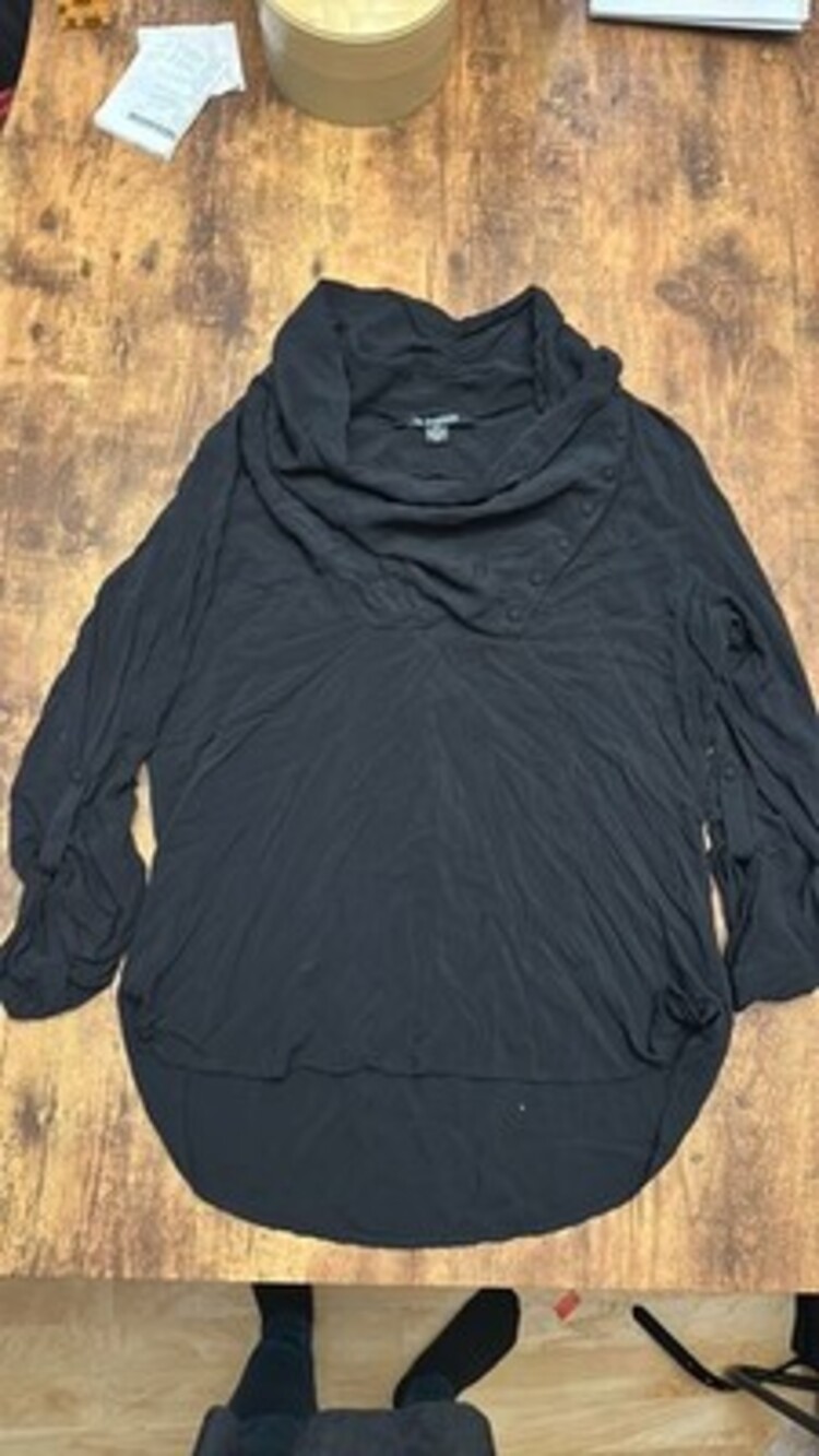 Le Château Black Cowl Neck Button Detail Blouse